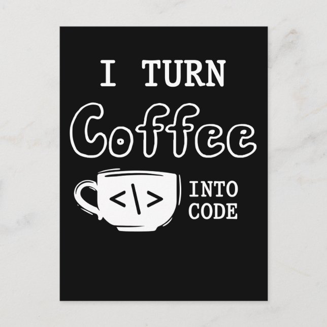 Carte Postale Café de programmeur Blague Logiciel Codeur (Devant)