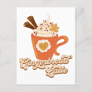 Carte Postale Café en latte de pain d'épice rétro