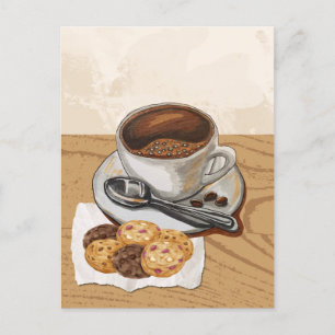 Carte Postale Café et biscuits 