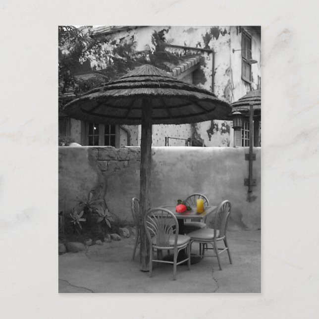 Carte Postale Café extérieur avec éclat de couleur (Devant)