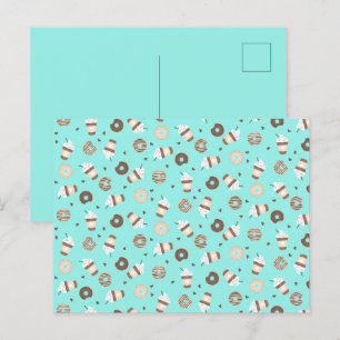 Carte Postale Café Frappuccino Motif de beignets