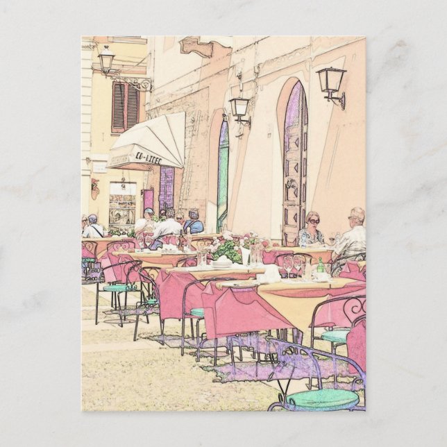 Carte Postale Café italien de trottoir (Devant)
