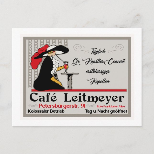 Carte Postale Café Leitmeyer, café de style rétro allemand et (Devant)