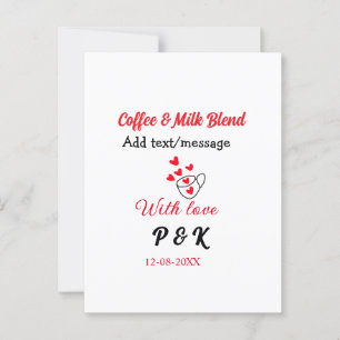Carte Postale Café & mélange de lait couple d'amoureux café cœur