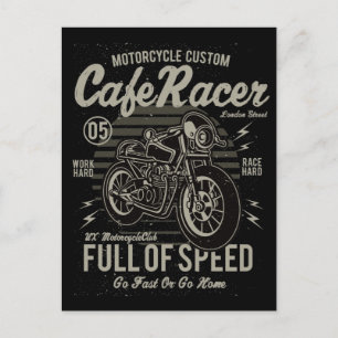Carte Postale Cafe Racer Travailler dur Course Aller vite ou ren