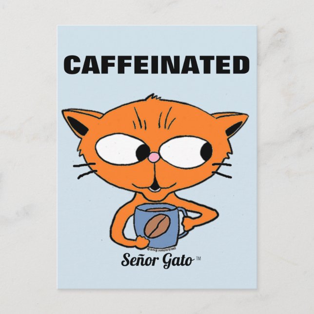 Carte Postale "CAFÉ" Señor Gato avec de la pâte à café (Devant)