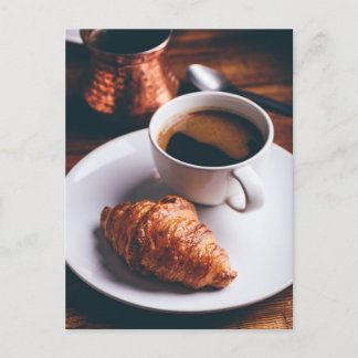 Carte Postale Café turc et Croissant frais