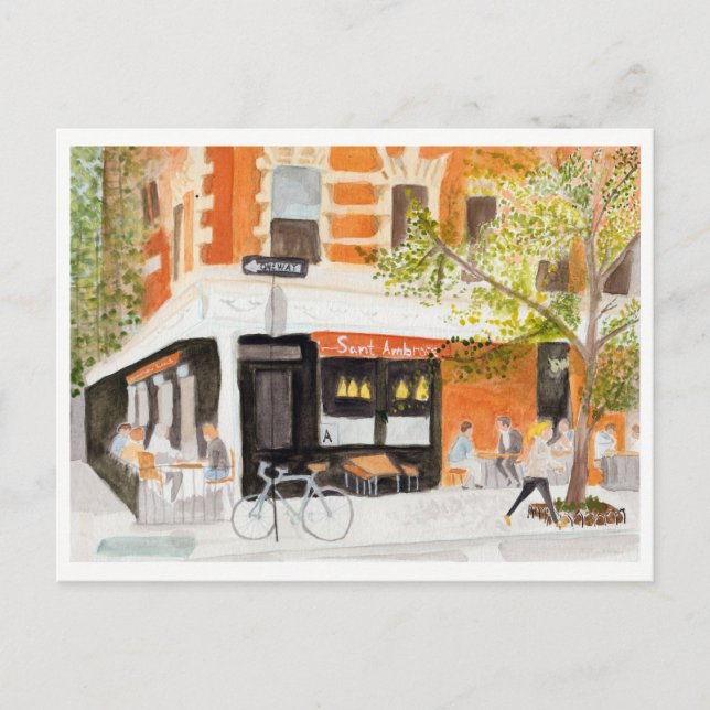 Carte Postale Café West Village Aquarelle (Devant)