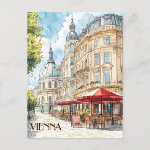 Carte Postale Cafés de Vienne Autriche Travel
