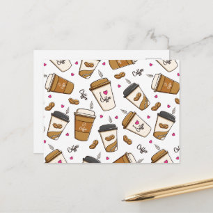 Carte Postale Cafés, Fèves de café, Amateur de café, Coeurs