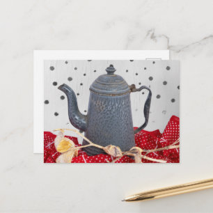 Carte Postale Cafetière en granit vieilli en céramique