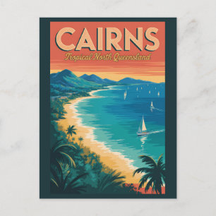 Carte Postale Cairns Australie Illustration Voyage Art Vintage