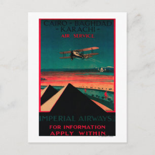 Carte Postale Cairo - Bagdad - Karachi Air Vintage Poster