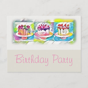 Carte Postale Cake Art Anniversaire Fête Invitation