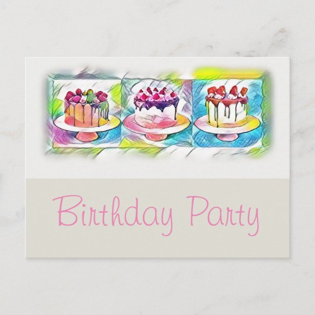 Carte Postale Cake Art Anniversaire Fête Invitation (Devant)