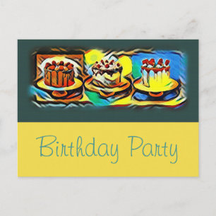 Carte Postale Cake Art Jazz Anniversaire Fête Invitation