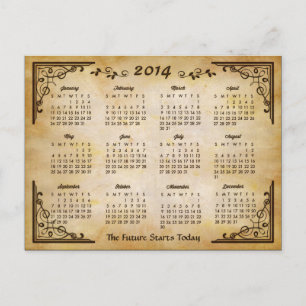 Carte Postale Calendrier 2014 - Antique cadre et ancien style de