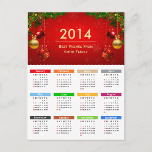 Carte Postale Calendrier 2014 avec les meilleurs voeux texte per