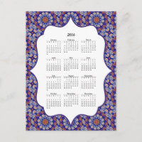 Carte postale Calendrier 2016 de Blue Turkish Tile