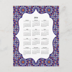 Carte postale Calendrier 2016 de Blue Turkish Tile