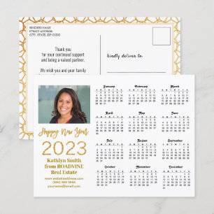 Carte Postale Calendrier 2023 Business Modern Gold Script Photo