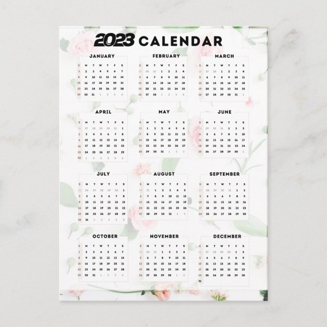 Carte Postale calendrier 2023 floral (Devant)