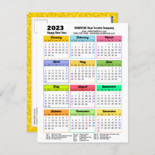 Carte Postale Calendrier 2023 Parties scintillant Or Script mode