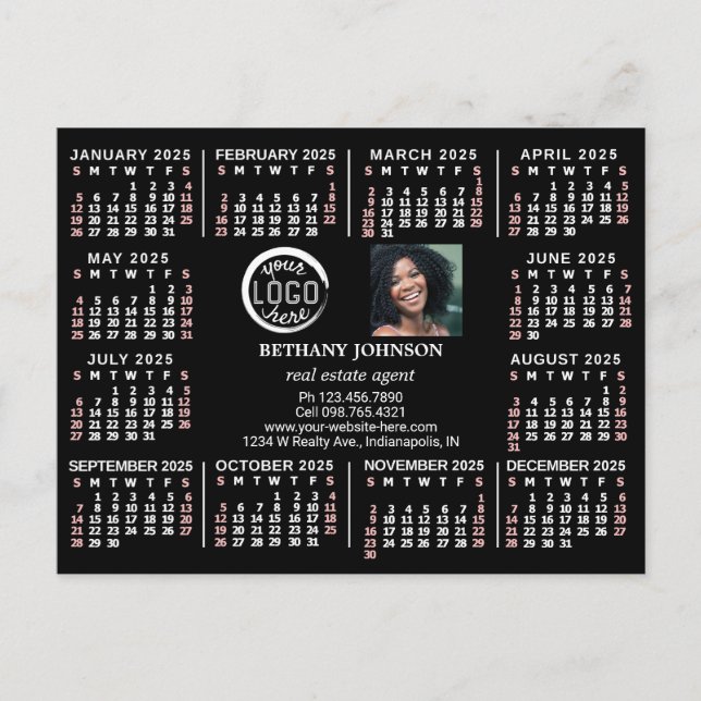 Carte Postale Calendrier 2025 Custom Business Logo Photo Texte F (Devant)