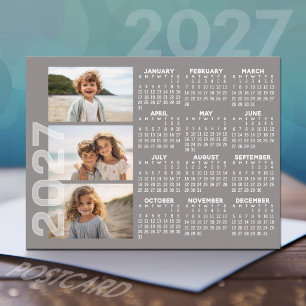 Carte Postale Calendrier 2027 3 Photos Taupe Minimal Magnet