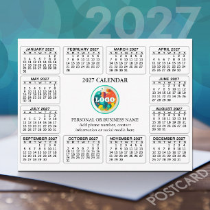 Carte Postale Calendrier 2027 avec coordonnées du logo