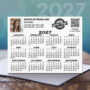 Carte Postale Calendrier 2027 avec logo, Code QR, Photo NOIR