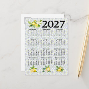Carte Postale Calendrier 2027 Citrons Carreaux Italiens Méditerr