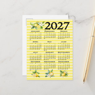 Carte Postale Calendrier 2027 de style italien Citrons Rayures J