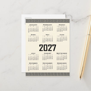 Carte Postale Calendrier 2027, Frise grecque, Noir sur Latte cos