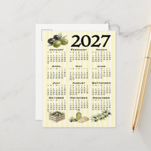 Carte Postale Calendrier 2027, Olives Méditerranéennes Rayures J