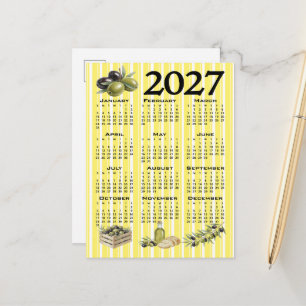 Carte Postale Calendrier 2027, Olives Méditerranéennes Rayures J