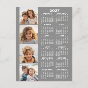 Carte Postale Calendrier avec 4 photos en collage - Gris