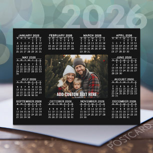 Carte Postale Calendrier avec photo au centre - Blanc noir