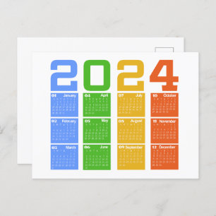 Carte Postale Calendrier coloré 2024
