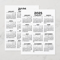 Calendrier de l'année 2025 et 2026 - Minimal de ba