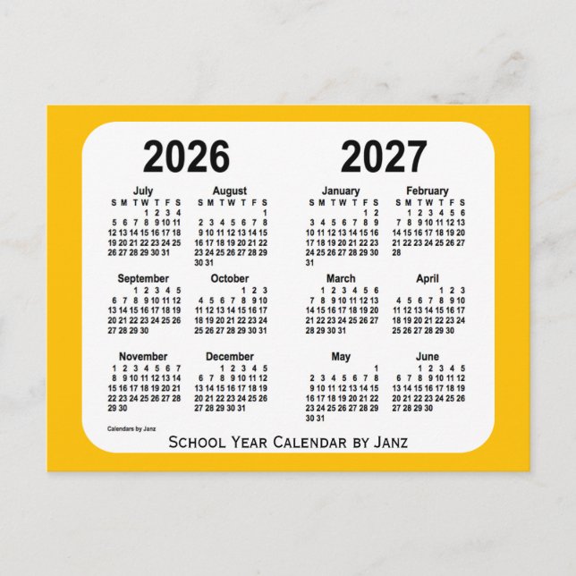 Carte Postale Calendrier de l'année 2026-2027 Gold Mini School p (Devant)