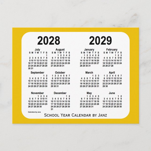 Carte Postale Calendrier de l'année 2028-2029 Gold Mini School p (Devant)