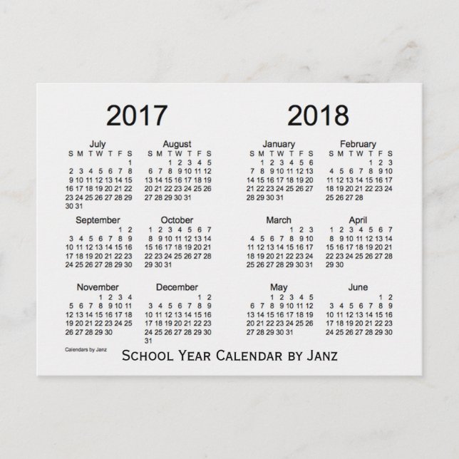 Carte Postale Calendrier de l'année scolaire 2017-2018 - Fumée b (Devant)