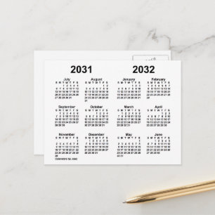 Carte Postale Calendrier de l'année scolaire blanche 2031-2032 p