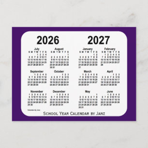 Carte Postale Calendrier de l'année scolaire Purple Mini 2026-20