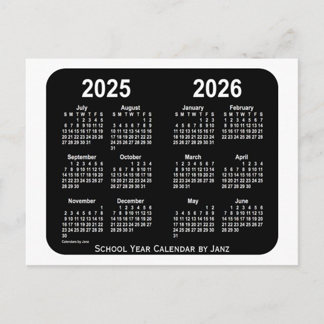 Carte Postale Calendrier de l'école de néon blanc 2025-2026 par  (Devant)