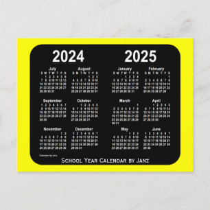 Carte Postale Calendrier de l'école de néon jaune 2024-2025 par 
