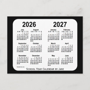 Carte Postale Calendrier de l'école noire et blanche 2026-2027 p