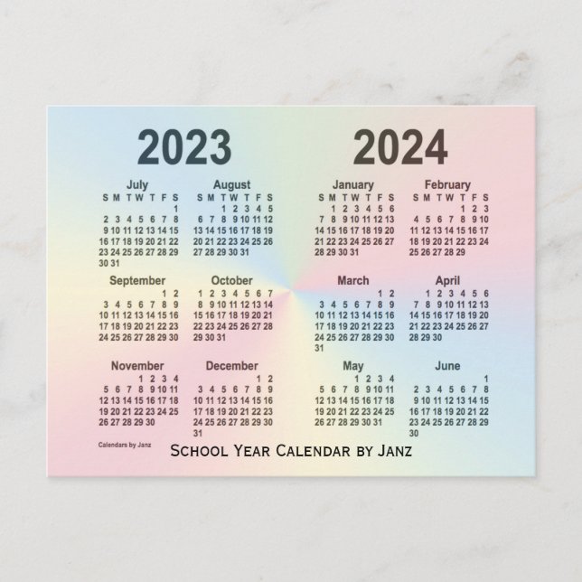 Carte Postale Calendrier de l'école Rainbow Cloud 2023-2024 par  (Devant)