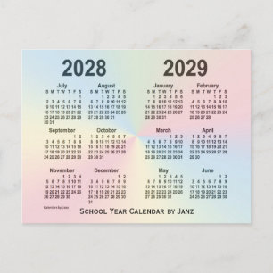 Carte Postale Calendrier de l'école Rainbow Cloud 2028-2029 par 
